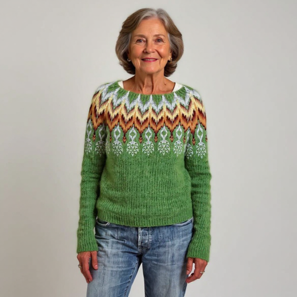 Emily | Green Chevron Yoke Sweater