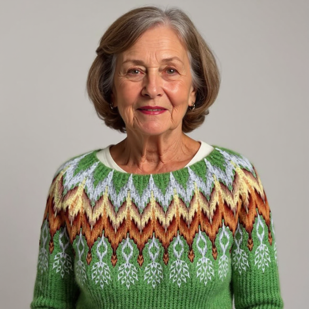 Emily | Green Chevron Yoke Sweater