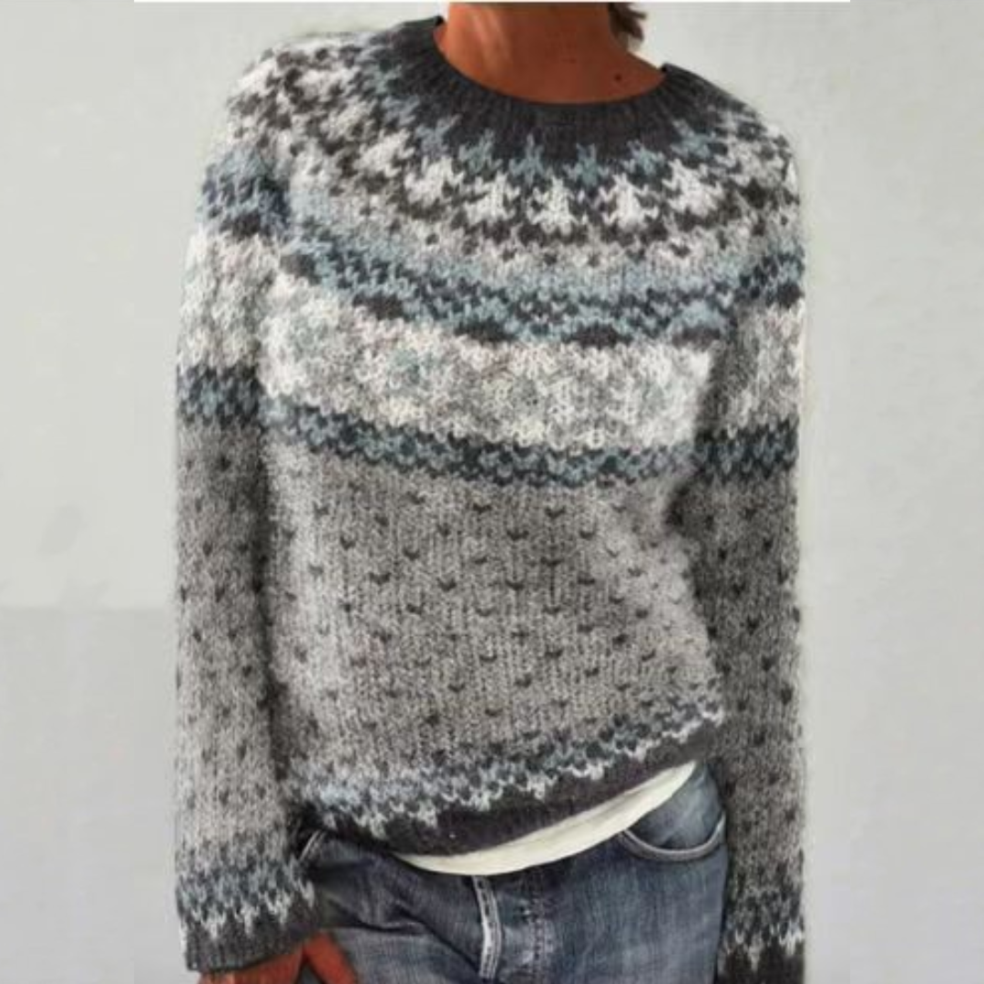 Erica | Grey Snowflake Pattern Sweater