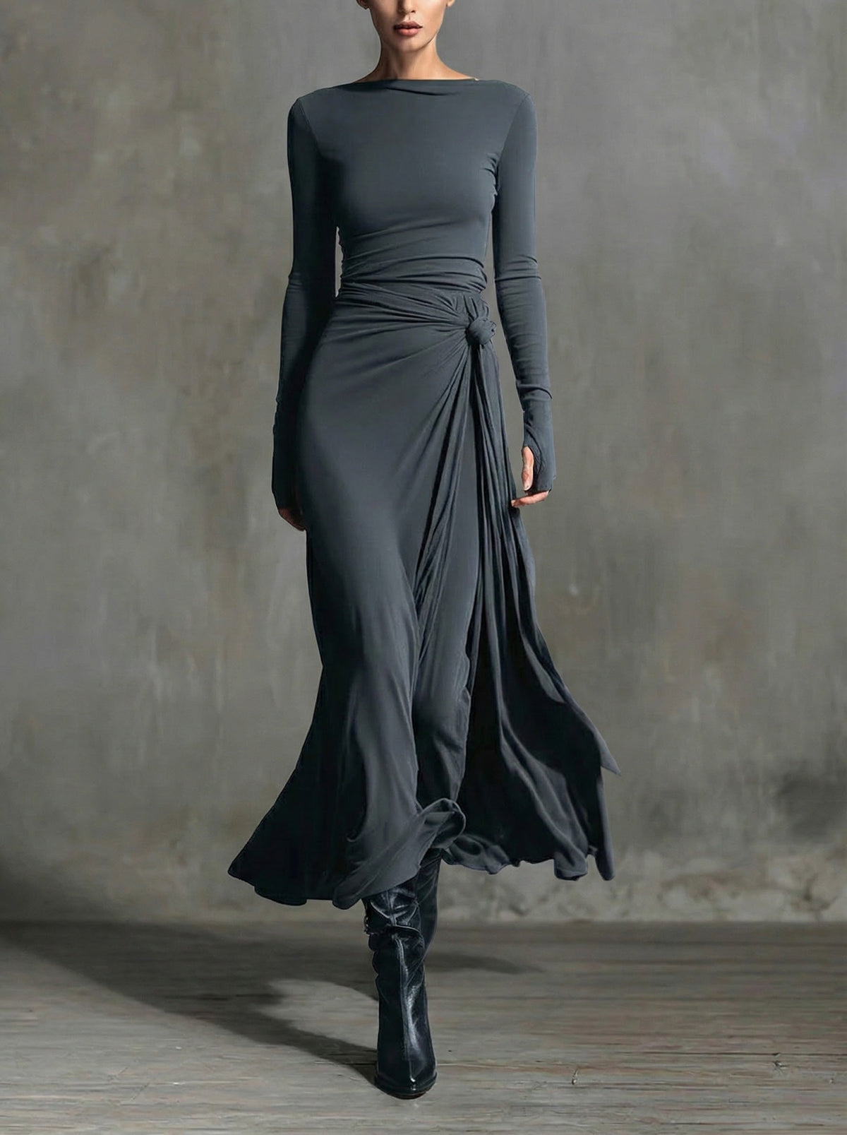 Martha | Maxi Wrap Dress with Knot Detail