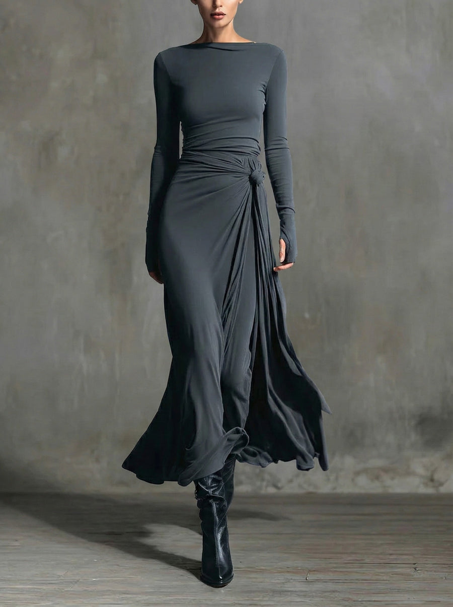 Martha | Maxi Wrap Dress with Knot Detail