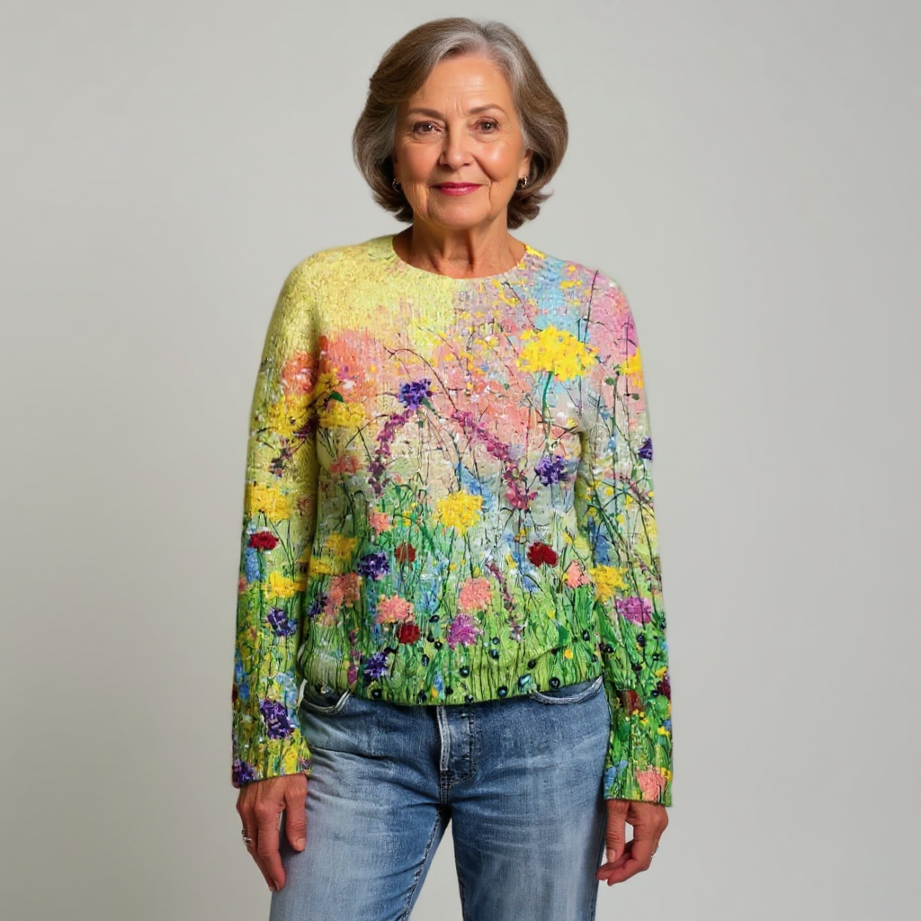 Grace | Floral Meadow Knit Sweater