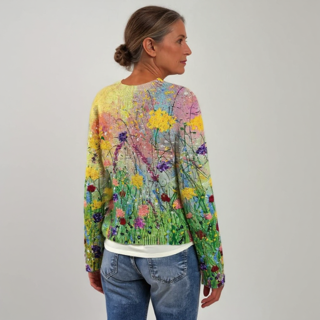 Grace | Floral Meadow Knit Sweater