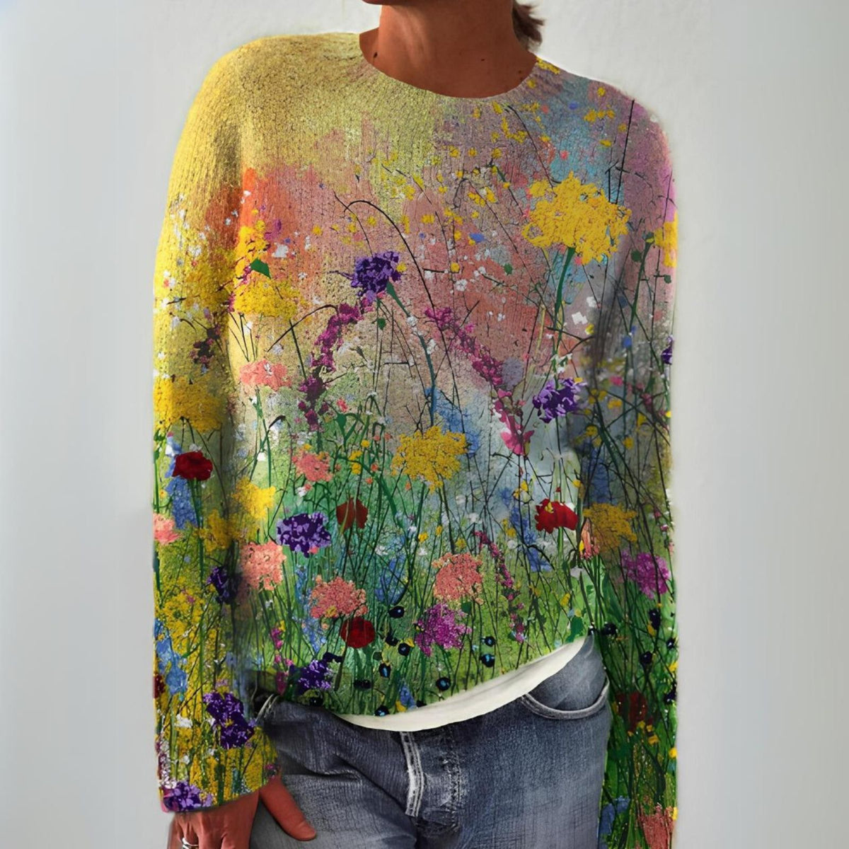 Grace | Floral Meadow Knit Sweater