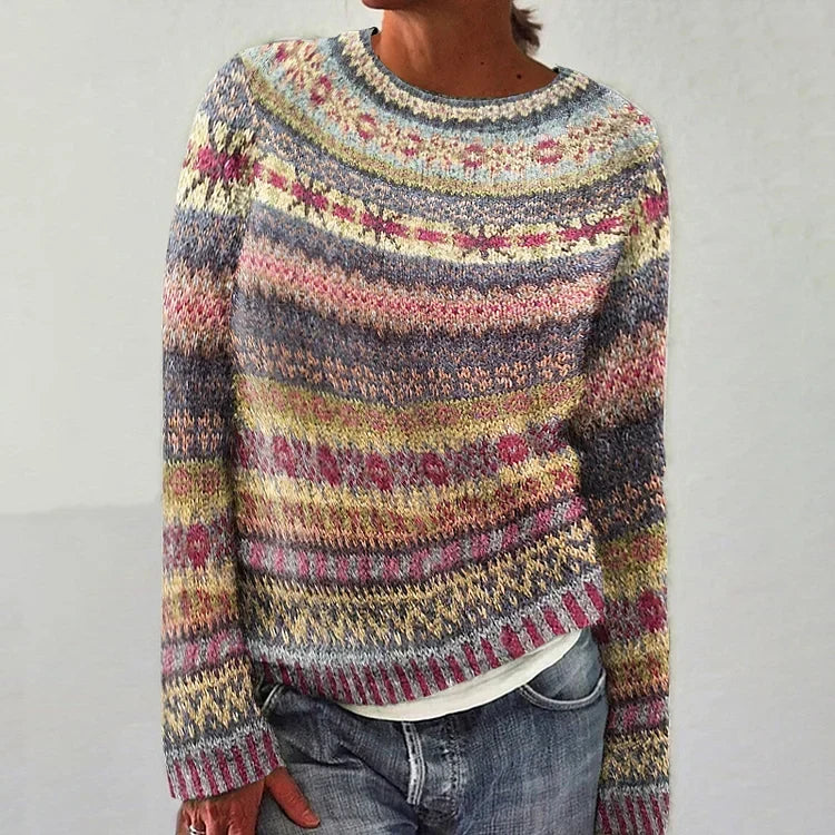 Holly | Pink and Mustard Striped Knit Sweater
