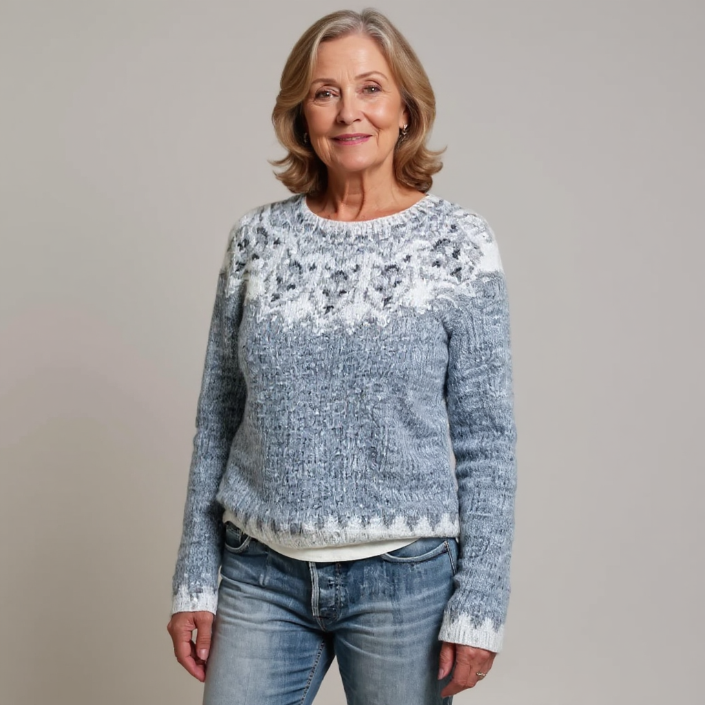 Jamie | Blue Grey Snowflake Yoke Sweater