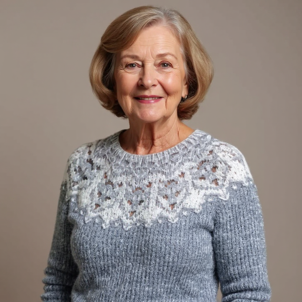Jamie | Blue Grey Snowflake Yoke Sweater