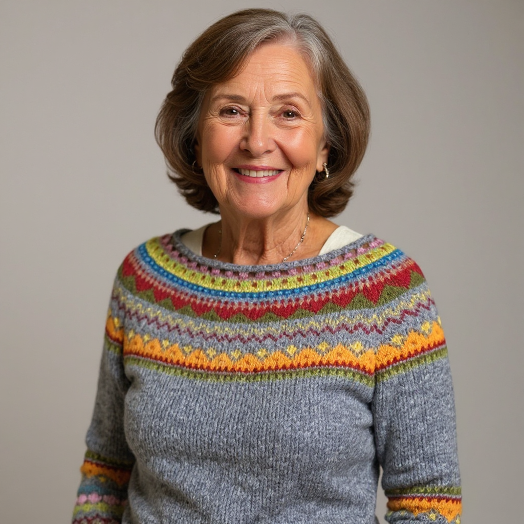 Joanna | Grey Rainbow Yoke Sweater