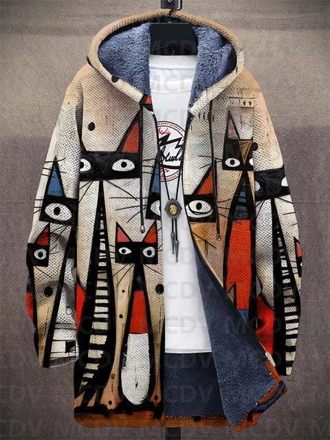 Barbara | Cat Print Artistic Cardigan