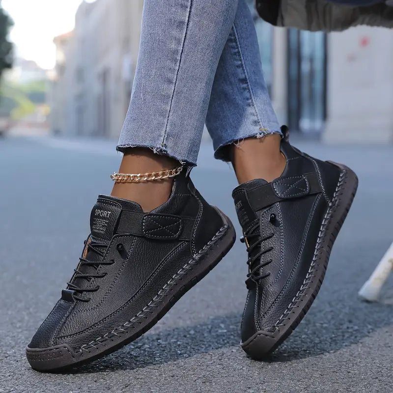 Kathleen | Black Cushioned Slip-On Sneakers
