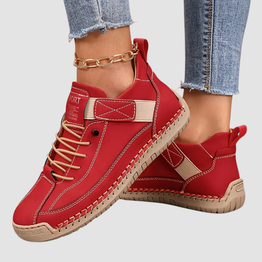 Freda | Red Supportive Slip-On Sneakers