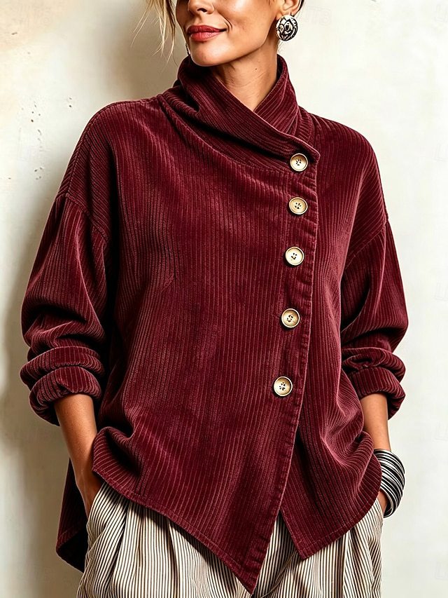 Anthea | Button-Detail Corduroy Sweater
