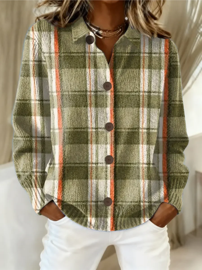 Sheena | Olive Plaid Button Cardigan