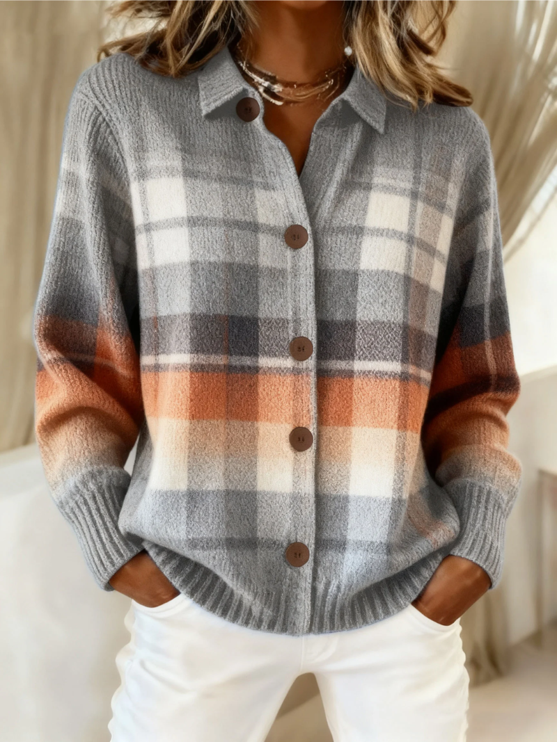Denise | Warm Ombre Plaid Cardigan