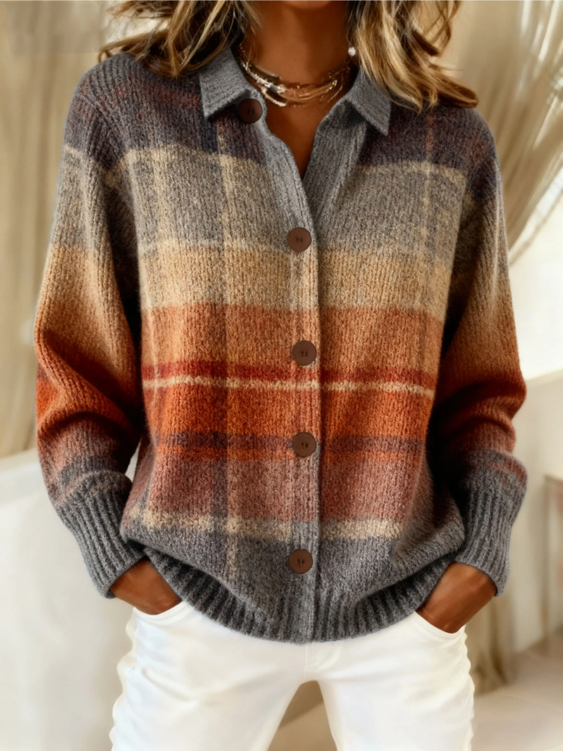 Morag | Autumn Ombre Plaid Cardigan