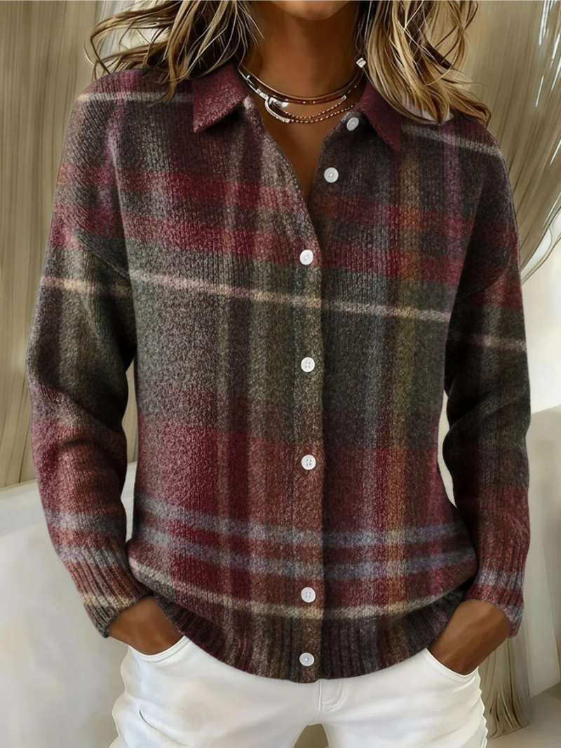Bethan | Classic Plaid Knit Cardigan