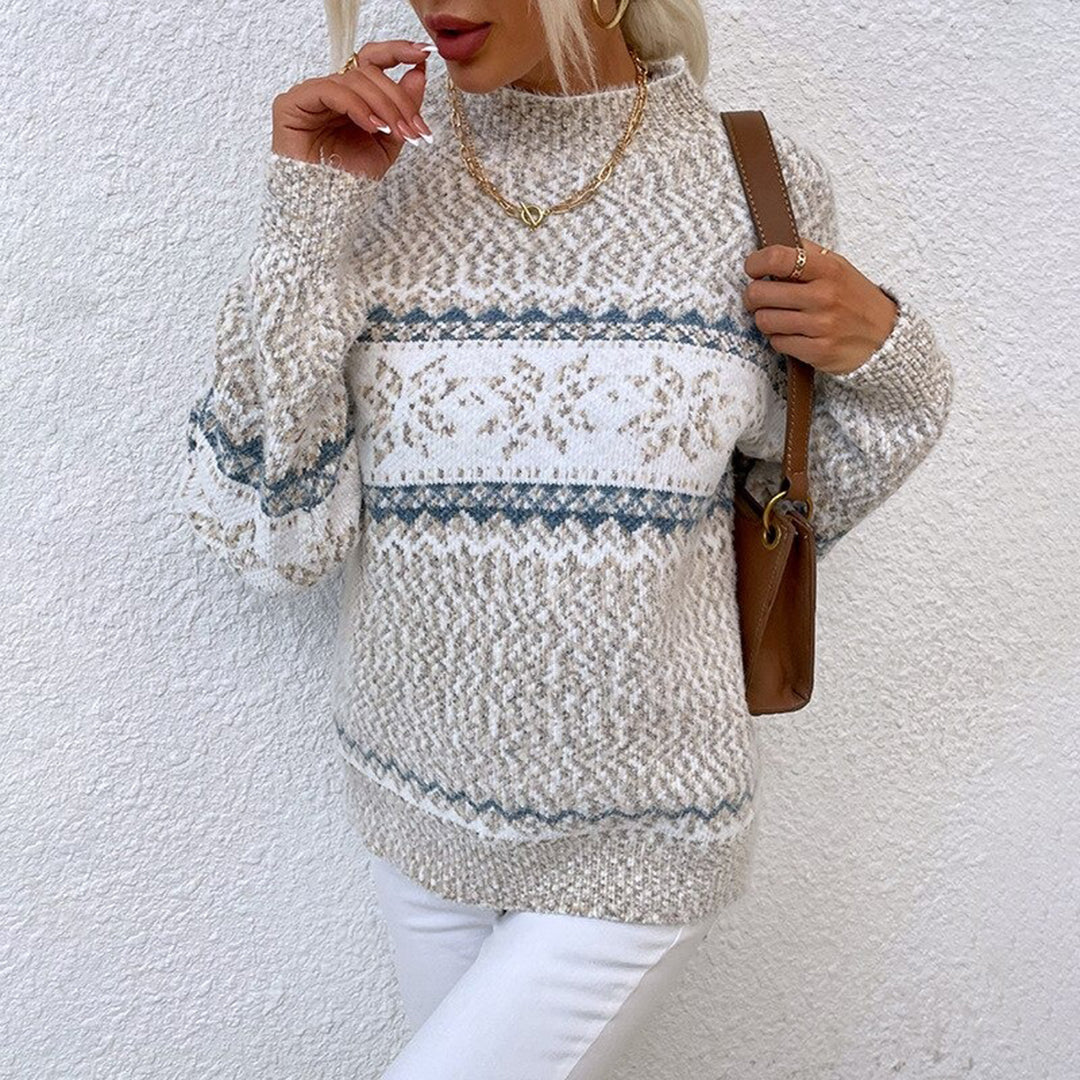 Lara | Snowflake Pattern Crew Neck Sweater