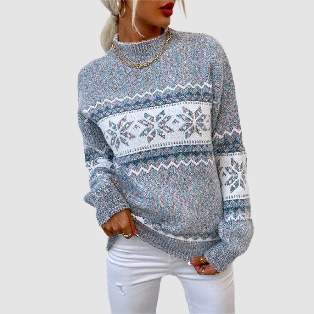 Lara | Snowflake Pattern Crew Neck Sweater
