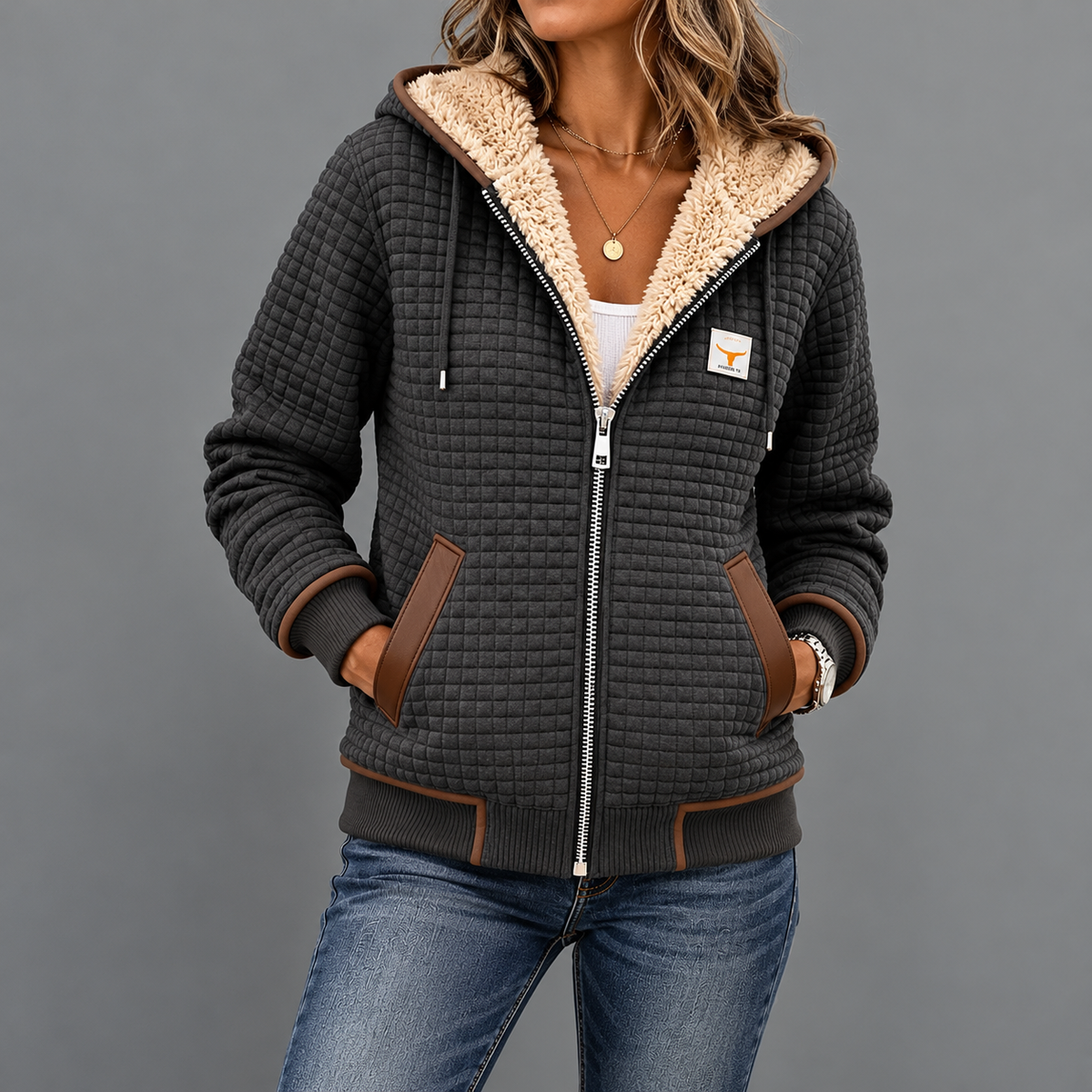 Ainsley | Cosy Sherpa-Lined Zip-Up Hooded Jacket