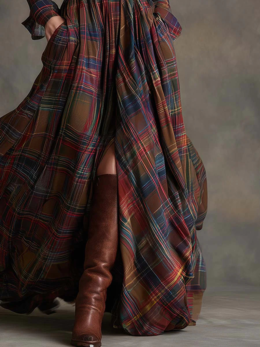 Jessica | Autumn Checked Maxi Dress