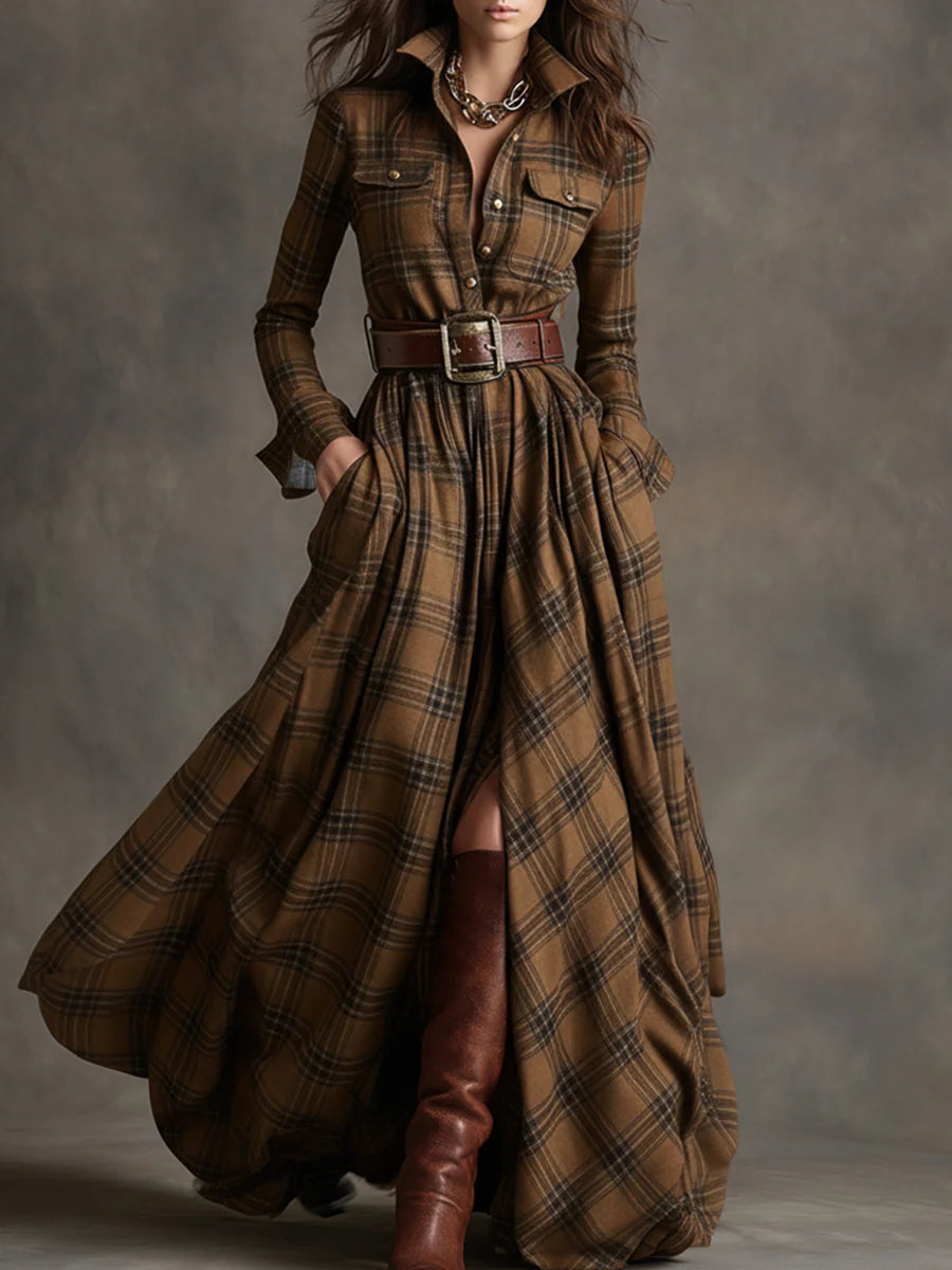 Jessica | Autumn Checked Maxi Dress