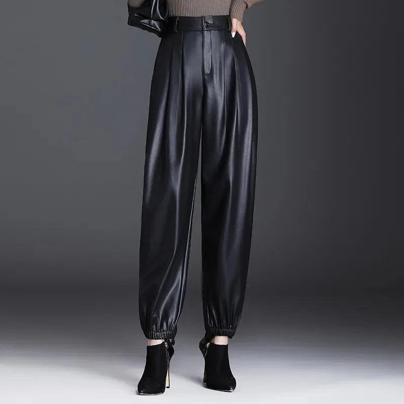 Evie | Faux Leather Trousers