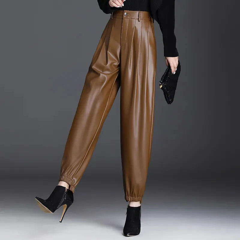 Evie | Faux Leather Trousers
