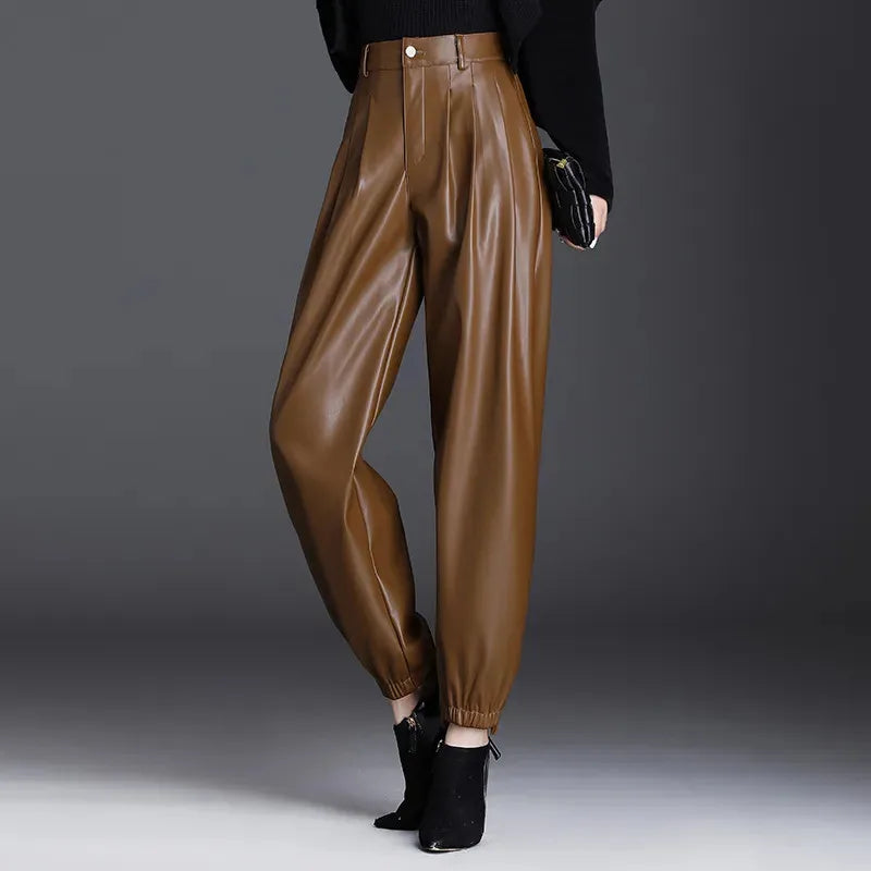 Evie | Faux Leather Trousers