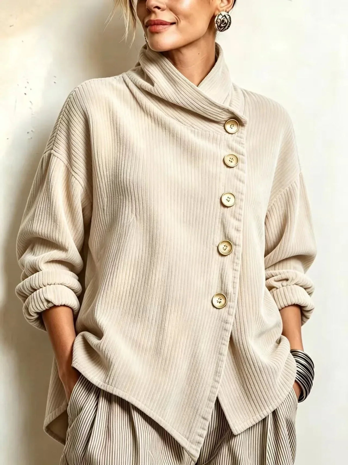 Amber | Corduroy Button-Up Top