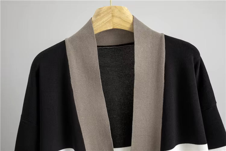 Hilary | Three-Piece Knit Set with Wide-Leg Trousers and Long Cardigan