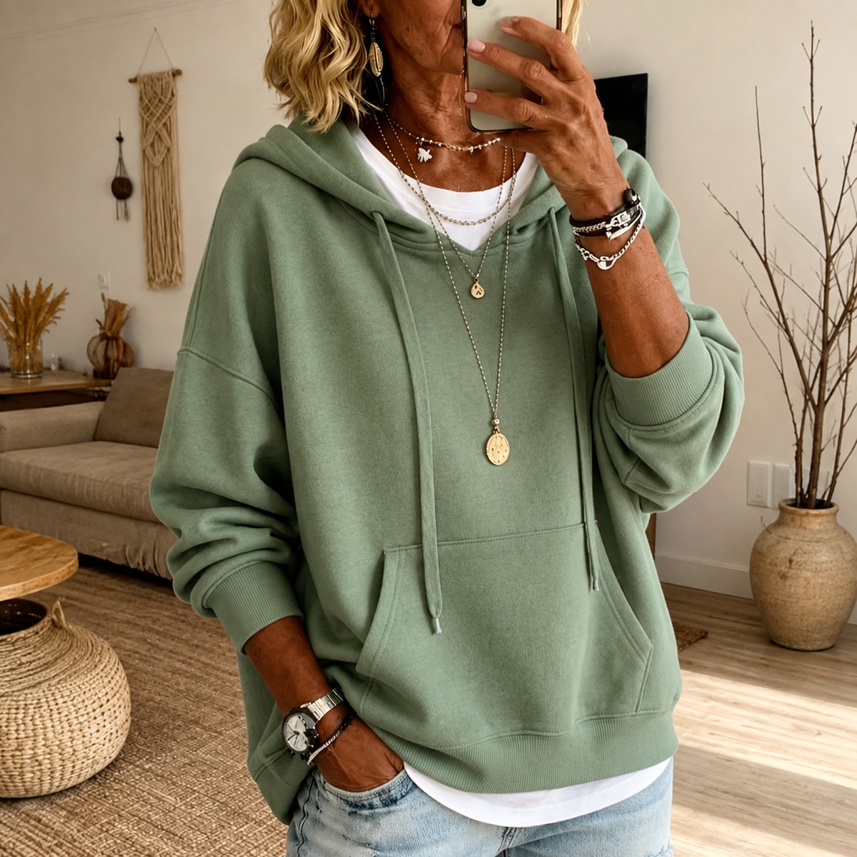 Alice | Sage Green Hooded Sweater