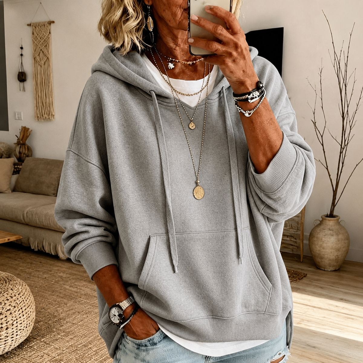 Eleanor | Light Grey Hooded Sweater