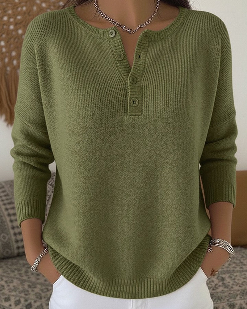 Gracie | Henley Button Knit Sweater