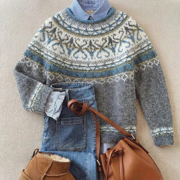 Matilda | Grey Snowflake Yoke Sweater