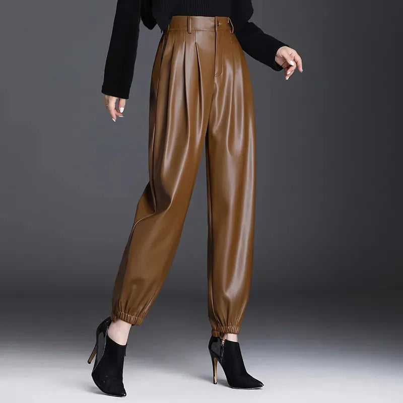 Evie | Faux Leather Trousers