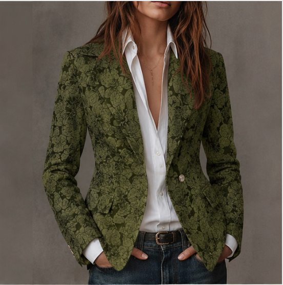 Carys | Fitted Paisley Jacquard Blazer