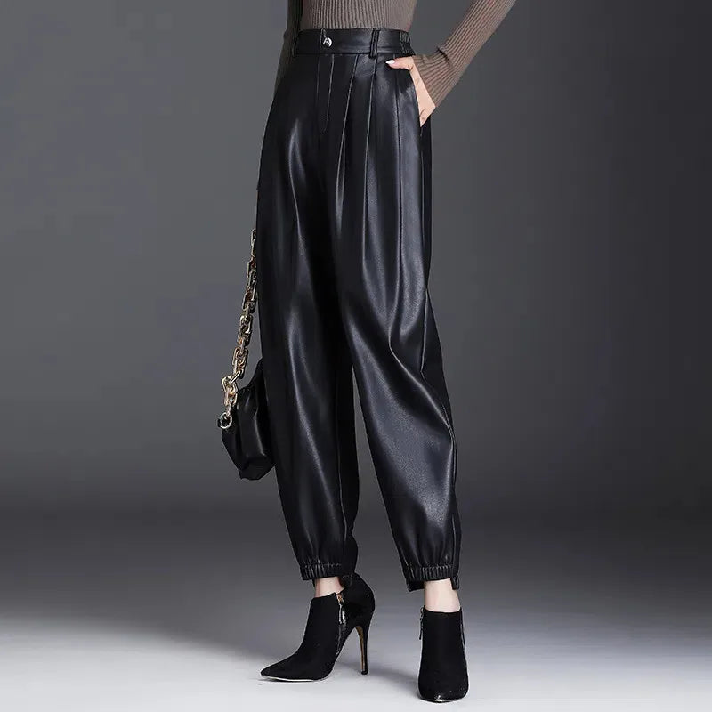 Evie | Faux Leather Trousers