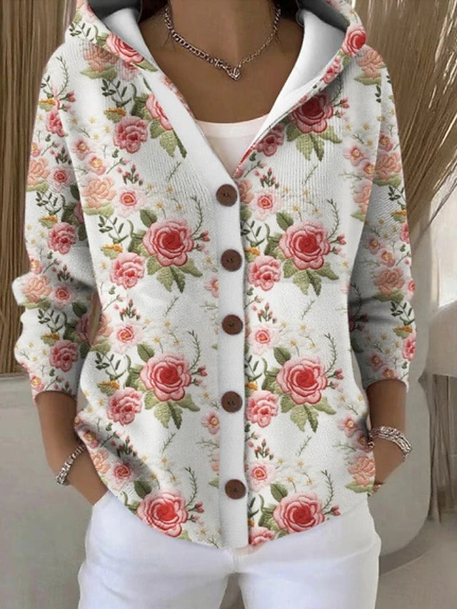 Genevieve | Artistic Print Hooded Cardigan