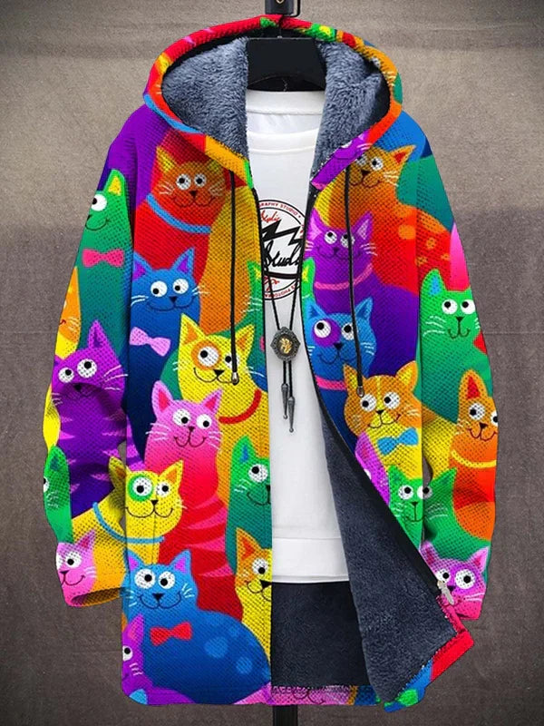 Enid | Colourful Cat Pattern Art Cardigan