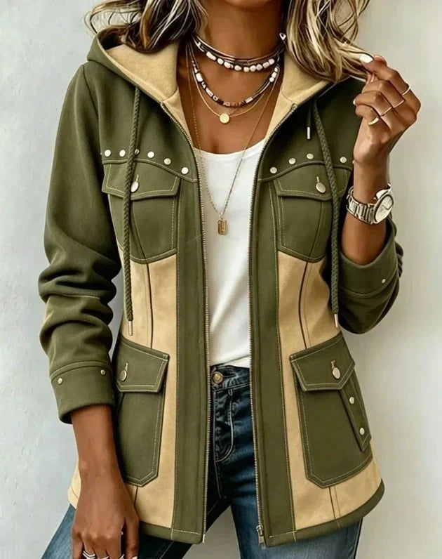 Hester | Hooded Two-Tone Autumn Jacket