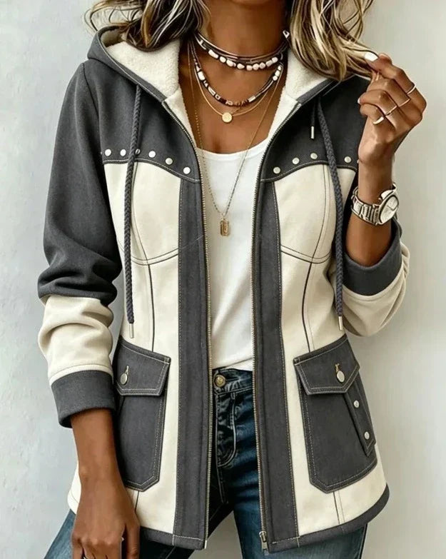 Hester | Hooded Two-Tone Autumn Jacket