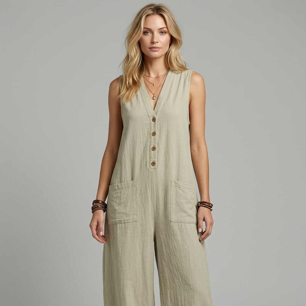 Millie | Buttoned Wide-Leg Jumpsuit