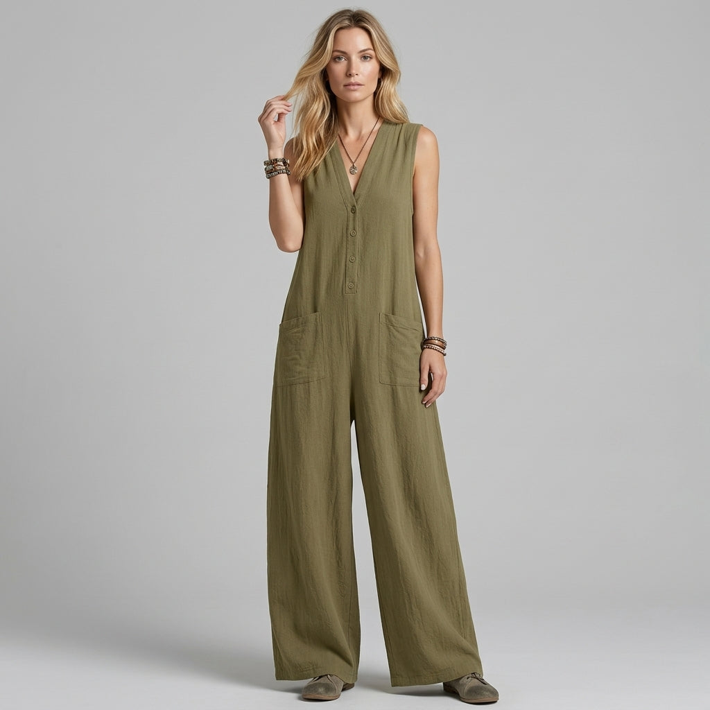Millie | Buttoned Wide-Leg Jumpsuit