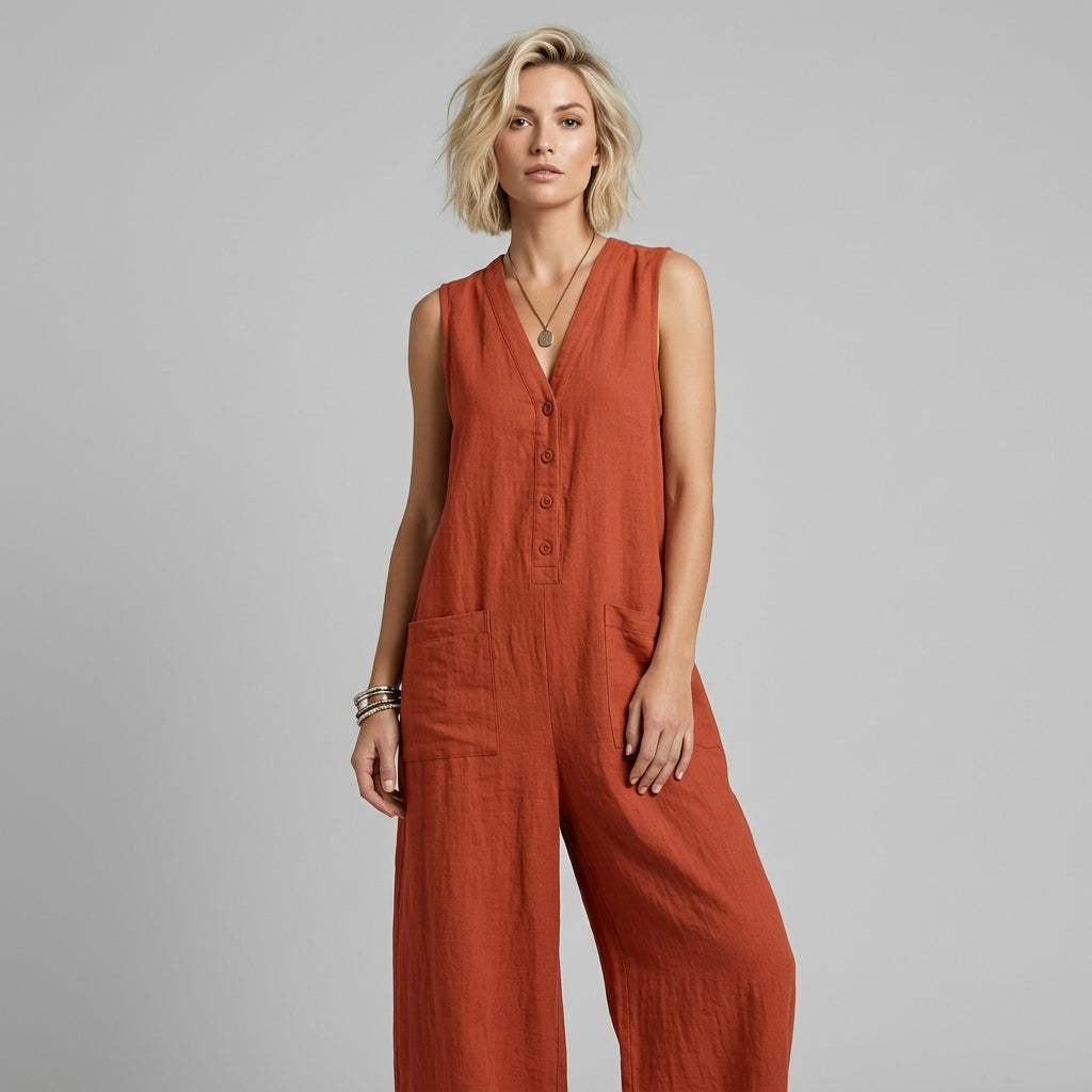 Millie | Buttoned Wide-Leg Jumpsuit