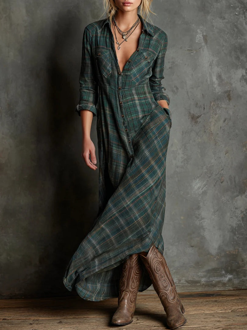 Ailsa | Long Check Shirt Dress