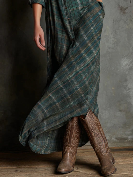 Ailsa | Long Check Shirt Dress