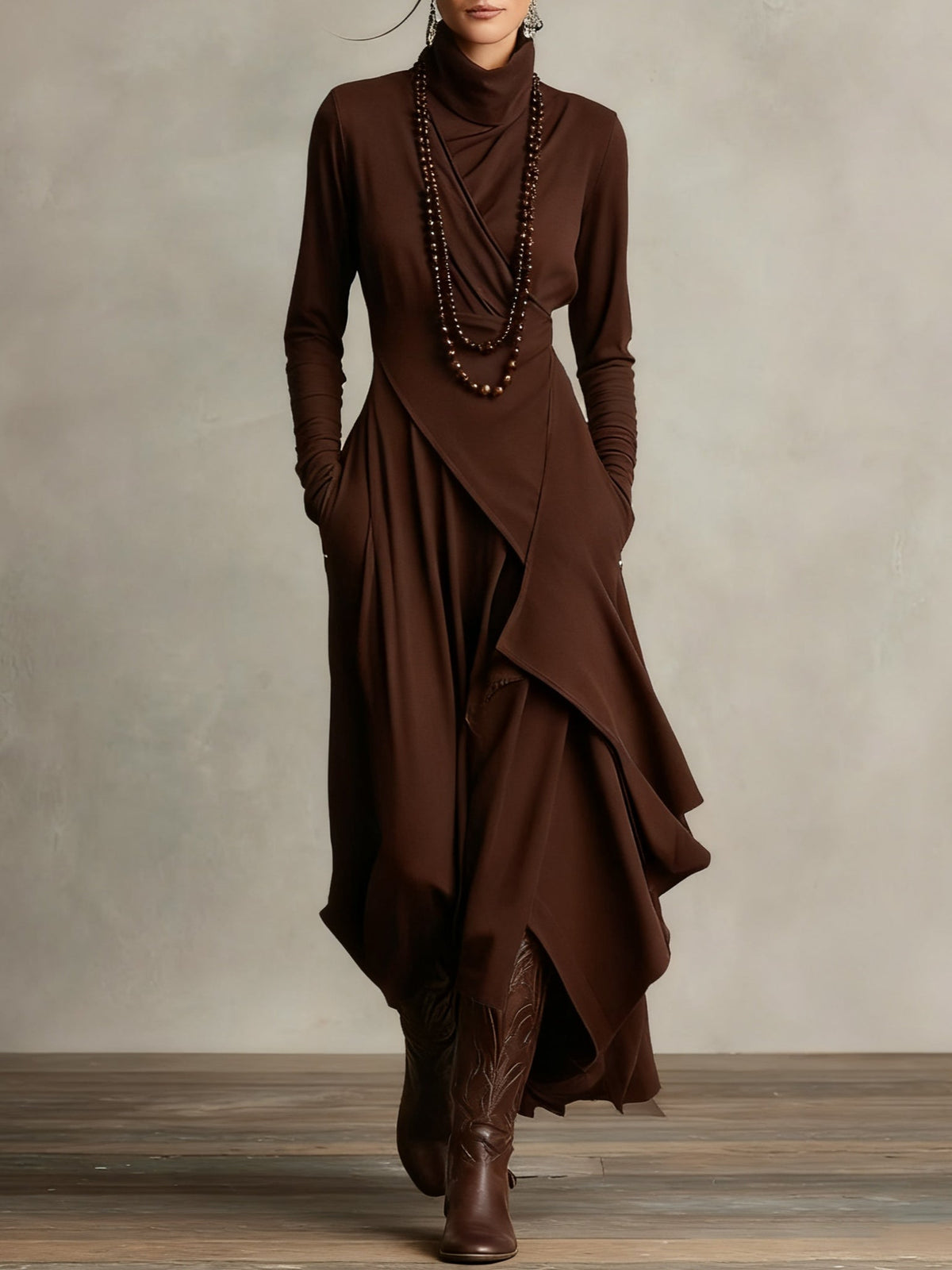 Vanessa | Vintage Asymmetric Roll-Neck Dress