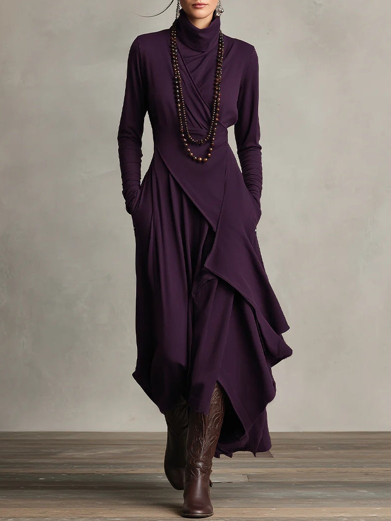 Vanessa | Vintage Asymmetric Roll-Neck Dress