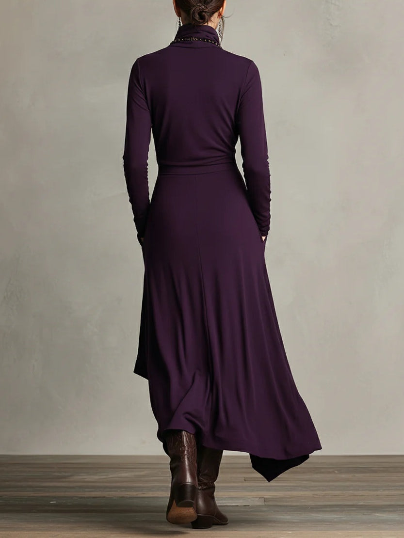 Vanessa | Vintage Asymmetric Roll-Neck Dress