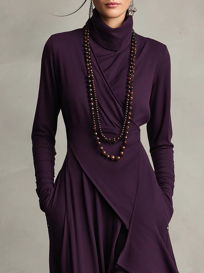 Vanessa | Vintage Asymmetric Roll-Neck Dress